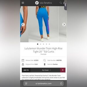 Lululemon Wunder Train High-Rise Tight 25" *Ed Curtis
Poolside